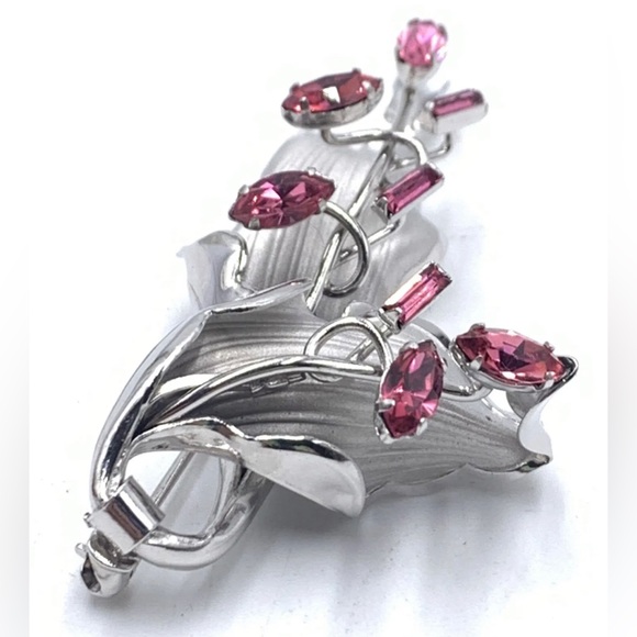 BOND BOYD Sterling Silver Floral Screw On Earrings Brooch Vintage SET - Picture 2 of 7